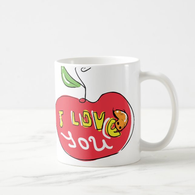 Jag älskar dig äpplet med maskteamuggen kaffemugg (Höger)
