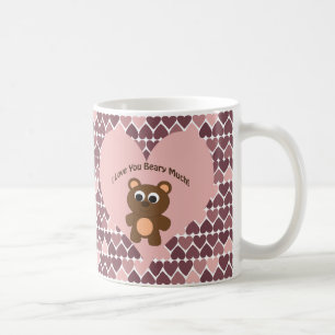Jag älskar dig Beary mycket! Hjärtabakgrund Kaffemugg
