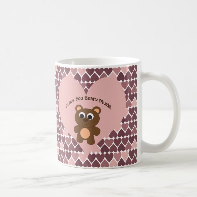 Jag älskar dig Beary mycket! Hjärtabakgrund Kaffemugg (Höger)