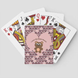 Jag älskar dig Beary Mycket! Hjärtbakgrund Spelkort