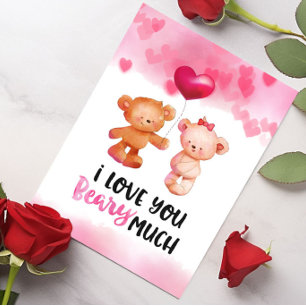 Jag älskar dig Beary mycket valentin Kort