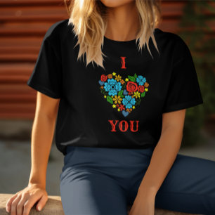 JAG ÄLSKAR DIG BLOMMIG HJÄRTA DESIGN VALENTINE'S T SHIRT