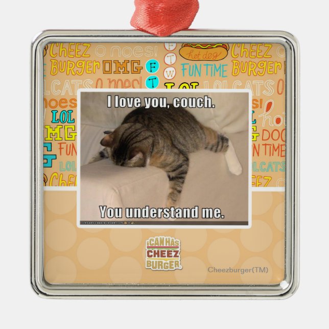 Jag älskar dig, couch. julgransprydnad metall (Framsidan)