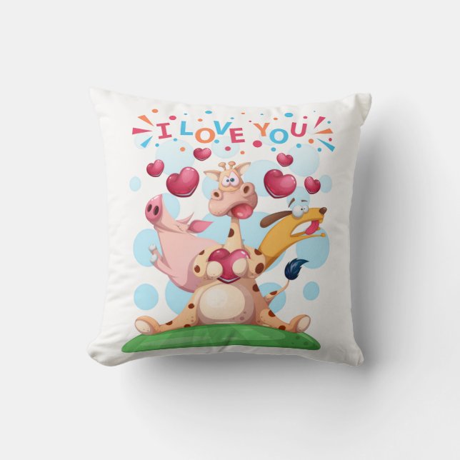 Jag älskar dig Cute Throw Kudd Kudde (Framsida)
