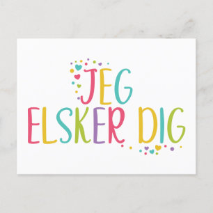 Jag älskar dig danska Jag älskar dig - regnbåge Vykort