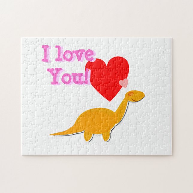 Jag älskar dig det gulliga Dinosaurvalentinpussel Pussel (Horisontell)