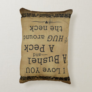 Jag älskar dig en bushel, och ett hack kudder prydnadskudde