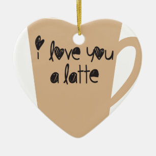 Jag älskar dig en latte julgransprydnad keramik