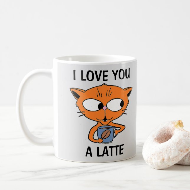 JAG ÄLSKAR DIG EN LATTE Kaffe Puns Humoristisk Kaffemugg (Med munk)