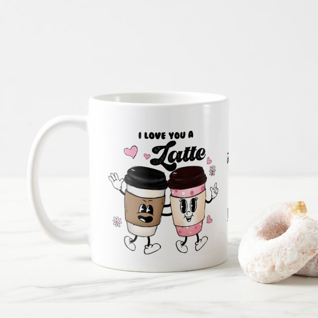 Jag älskar dig en latte rolig romantisk Alla hjärt Kaffemugg (Med munk)