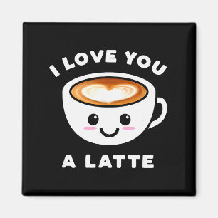 Jag älskar dig en latte rolig söt kaffe hjärta Val Magnet
