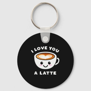 Jag älskar dig en latte rolig söt kaffe hjärta Val Nyckelring