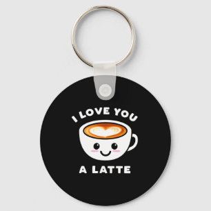 Jag älskar dig en latte rolig söt kaffe hjärta Val Nyckelring