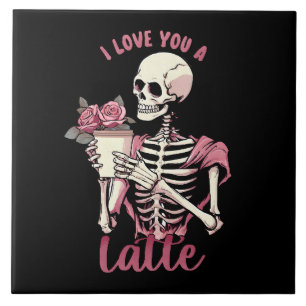 Jag älskar dig en valentinsdagsskelett kakelplatta