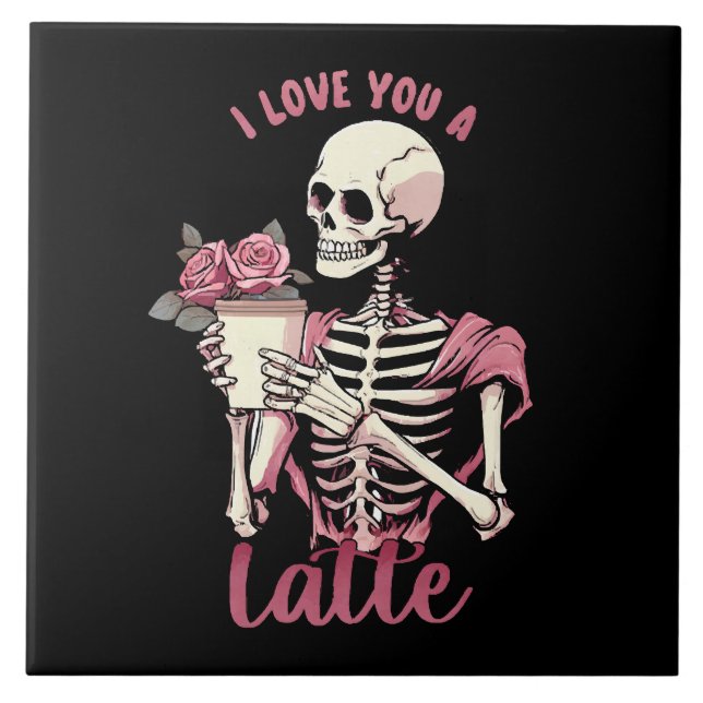Jag älskar dig en valentinsdagsskelett kakelplatta (Framsidan)
