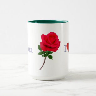 Jag älskar dig Enkel röd ros Tvåtons kaffe Mugg