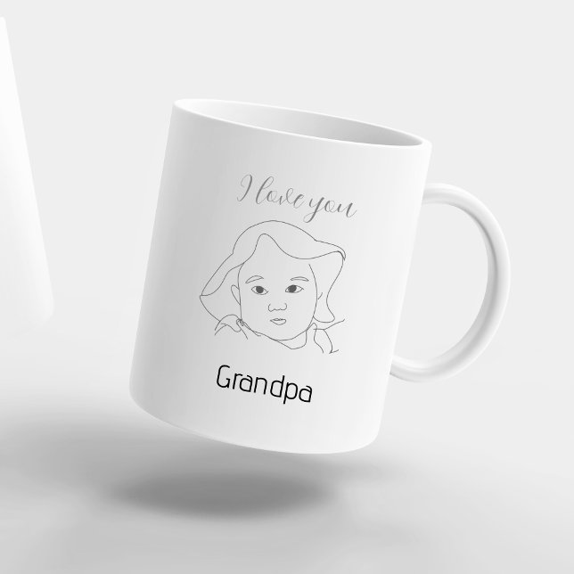 Jag älskar dig Farfar Anpassad Bebis Ansikte Portr Kaffemugg (I love you Grandpa Custom Baby Face Portrait Coffee Mug)