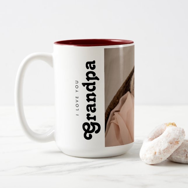 Jag älskar dig farfar Foto från bebis Två-Tonad Mugg (Med munk)