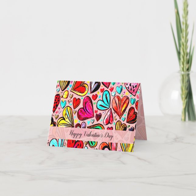 JAG ÄLSKAR DIG FUNKY-HEART MÖNSTERDESIGN KORT (Framsida)