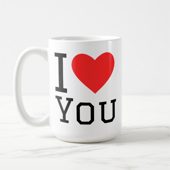 Jag älskar dig fyrkantig dekal kaffemugg (Vänster)