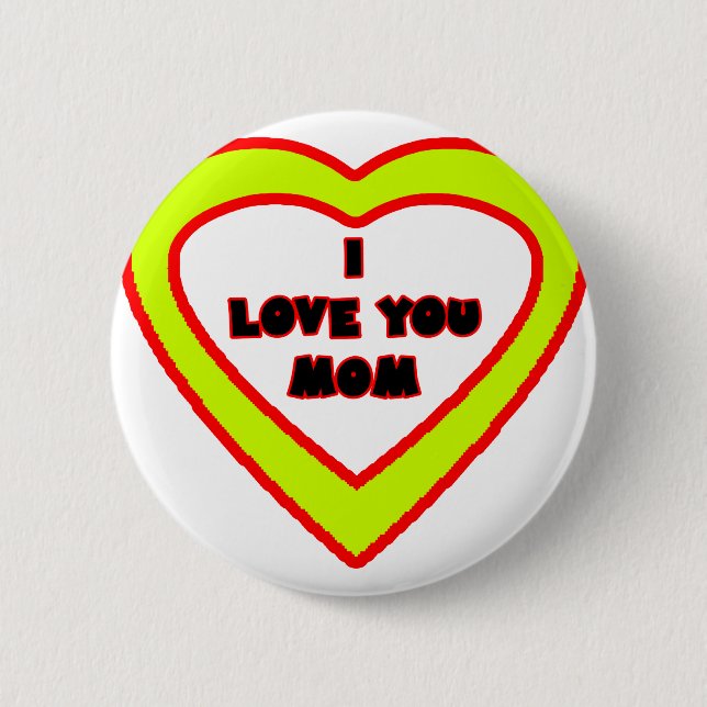 Jag älskar dig gul hjärta för MAMMAN den MUSEUMZaz Knapp (Framsida)