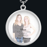 Jag älskar dig halsbandet för mammafotomeddelandet silverpläterat halsband<br><div class="desc">Hänget "mamma,  älskar jag dig i dag,  i morgon och alltid",  
Det är en underbar mor av brudgummen,  eller budens mammapersonliggåvan med bröllop daterar och namnger eller den enkla mors dagminnessaken.</div>