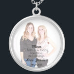 Jag älskar dig halsbandet för mammafotomeddelandet silverpläterat halsband<br><div class="desc">Hänget "mamma,  älskar jag dig i dag,  i morgon och alltid",  
Det är en underbar mor av brudgummen,  eller budens mammapersonliggåvan med bröllop daterar och namnger eller den enkla mors dagminnessaken.</div>