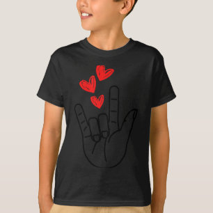 Jag-älskar-dig handskylt hjärta kvinnor flickor Al T Shirt