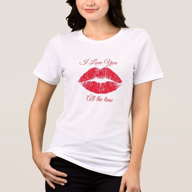 Jag älskar dig hela tiden Vit kortärmad t-shirt (Framsida)