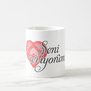 Jag älskar dig i turken - den Seni seviyorumen Kaffemugg