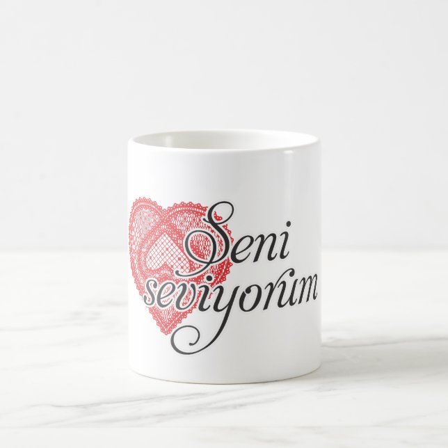 Jag älskar dig i turken - den Seni seviyorumen Kaffemugg (Center)