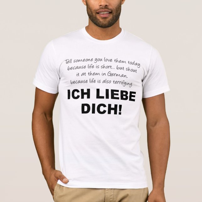 Jag älskar dig Ich Liebe Dich Rollig T-Shirt (Framsida)