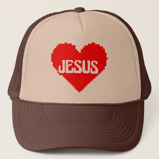 Jag älskar dig Jesus pixel konst Keps (Framsida)