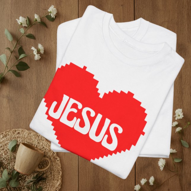 Jag älskar dig Jesus pixel konst T Shirt (Skapare uppladdad)