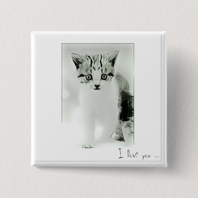 Jag älskar dig Kitten Button Knapp (Framsida)