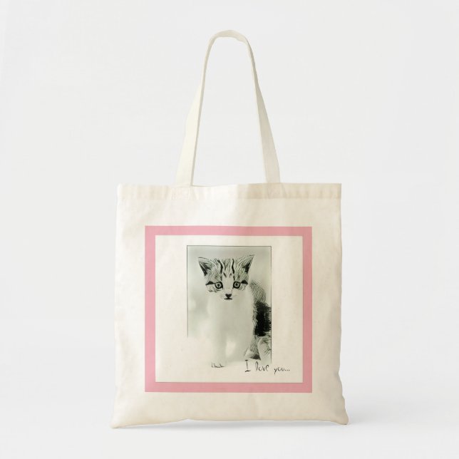 Jag älskar dig Kitten Tote Bag Tygkasse (Framsidan)