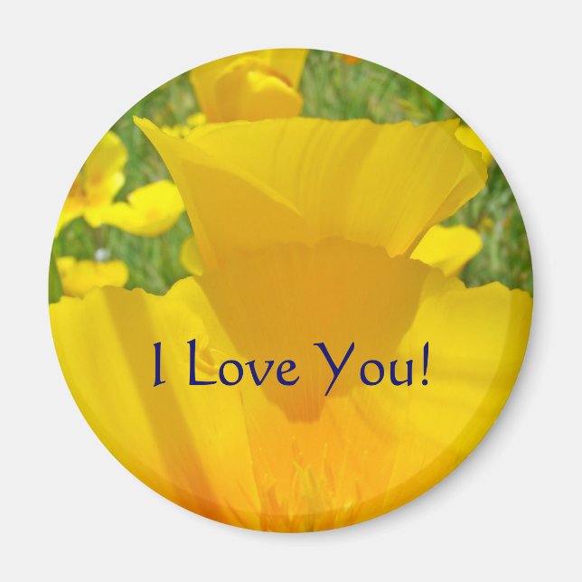 Jag älskar dig! magnet Orange Vallmo Blommor magne (Framsidan)