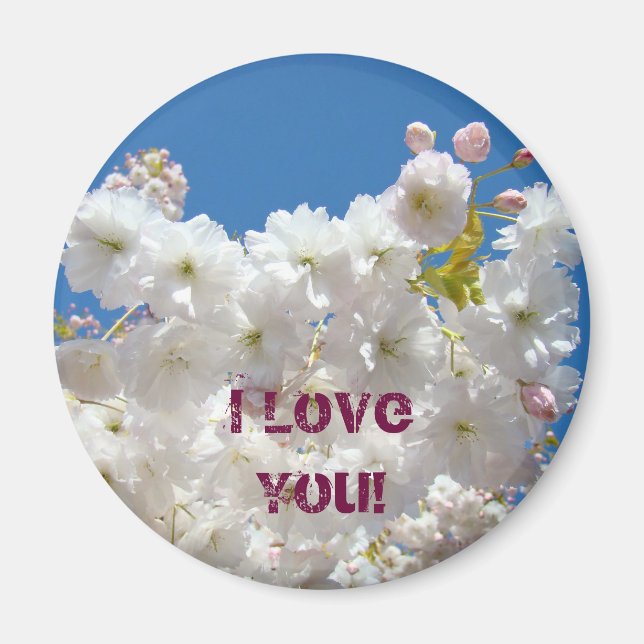 Jag älskar dig! magnet present Rosa trädblomning b (Framsidan)