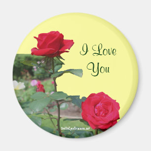 Jag älskar dig magneten för röd rosblommafotoet magnet