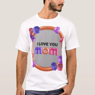Jag älskar dig Mamma - 3D Hjärtat Typografi Design T Shirt