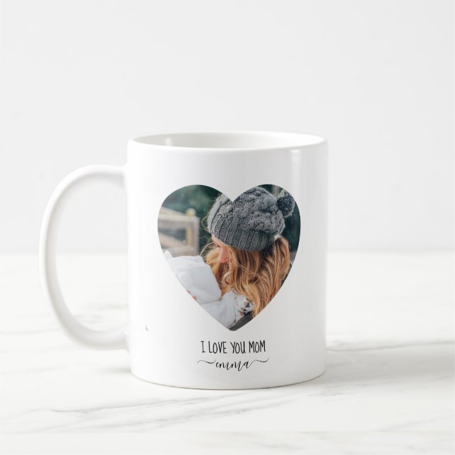 Jag älskar dig mamma Anpassad 2 bilder kaffemugg (Vänster)
