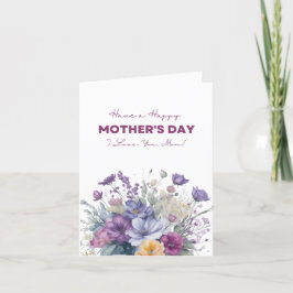 Jag älskar dig mamma anpassade akvarellvildblommor helgkort