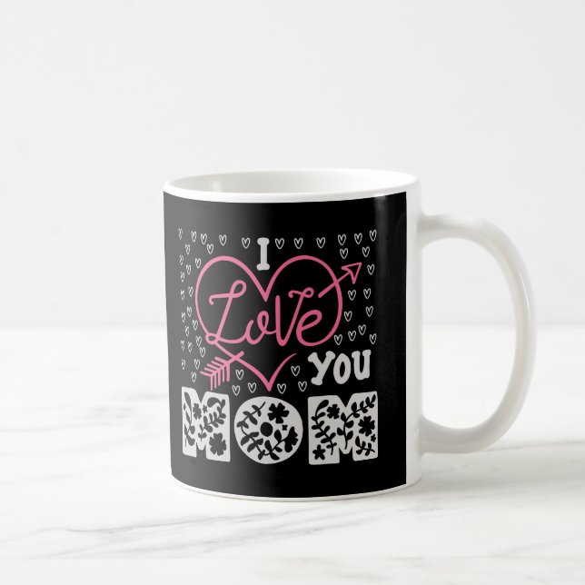 Jag älskar dig mamma Blommig hjärta kaffemugg mors (Höger)