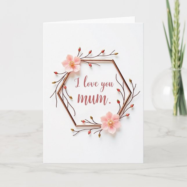 Jag älskar dig Mamma Blommig Kort (Framsida)