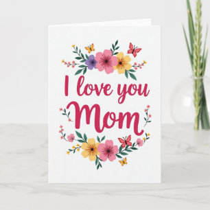 Jag älskar dig mamma Blommig scen-kort Kort
