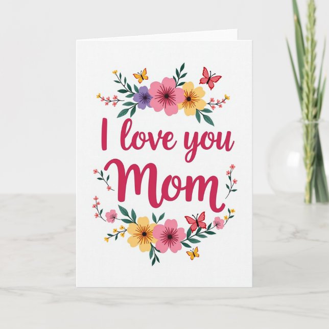 Jag älskar dig mamma Blommig scen-kort Kort (Framsida)