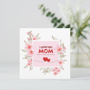 Jag älskar dig Mamma: Elegant rosa blommig mors da Kort