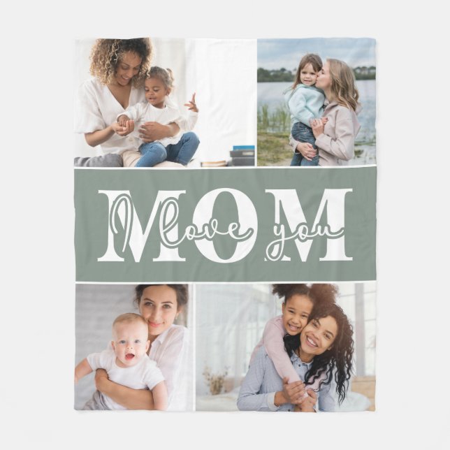 Jag älskar dig mamma Fyra foton collage Fleecefilt (Framsidan)