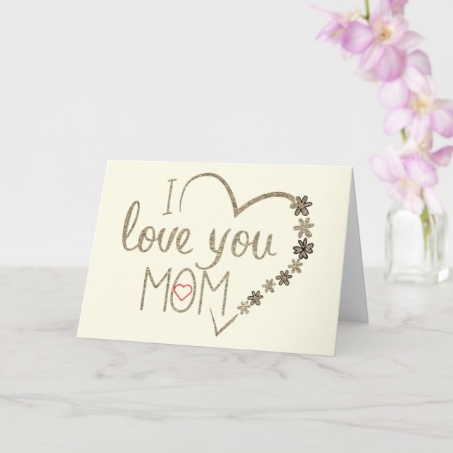 Jag älskar dig mamma Glad mors dag kort med hjärta (Orkide)