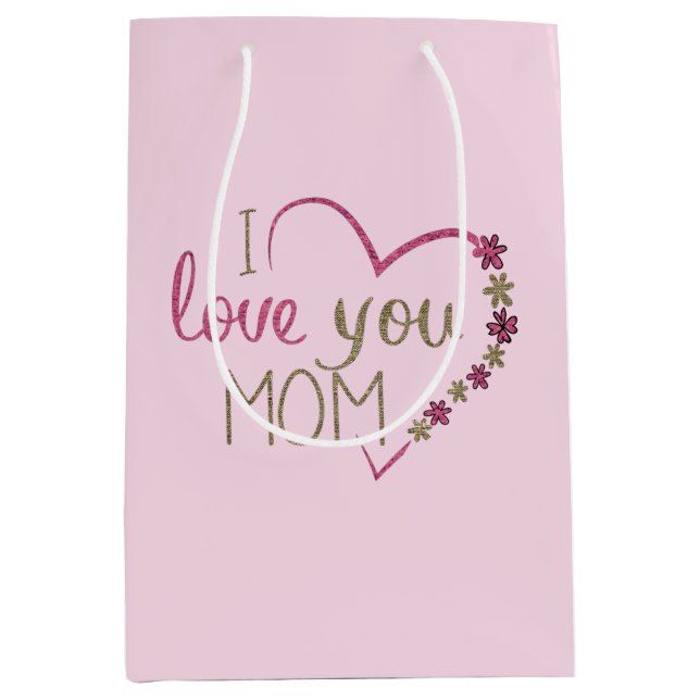 "Jag älskar dig MAMMA", hjärta & blommor, rosa pre (Framsidan)